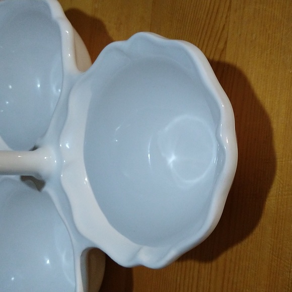 Portugal Pottery 3 Part Service Dish Service Tray white like new - Picture 12 of 15